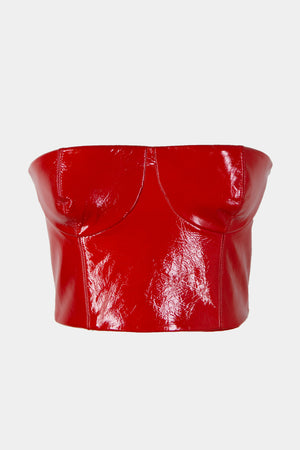 Open image in slideshow, Leather Bustier Top
