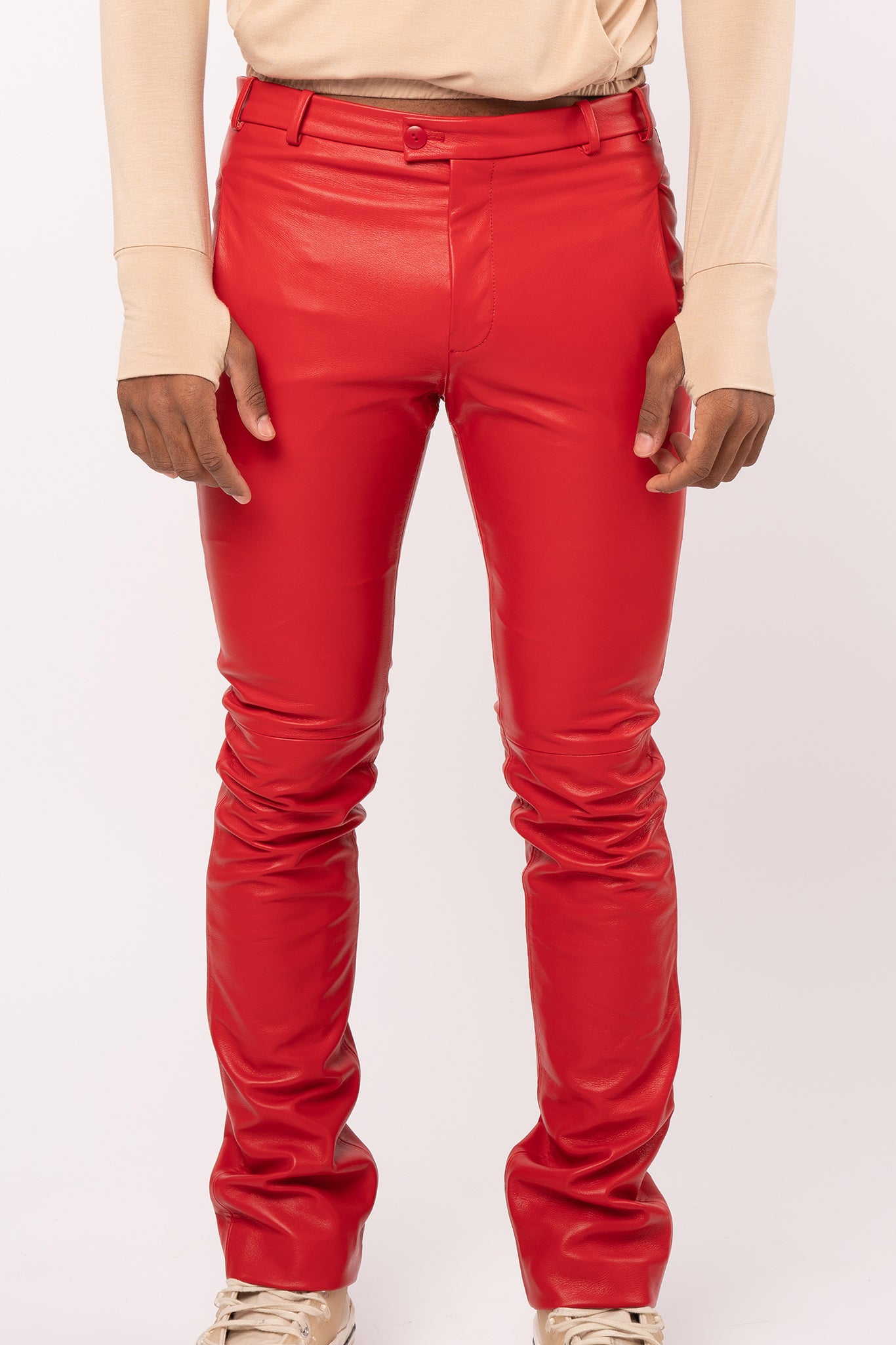 Men Fitted Leather Pants